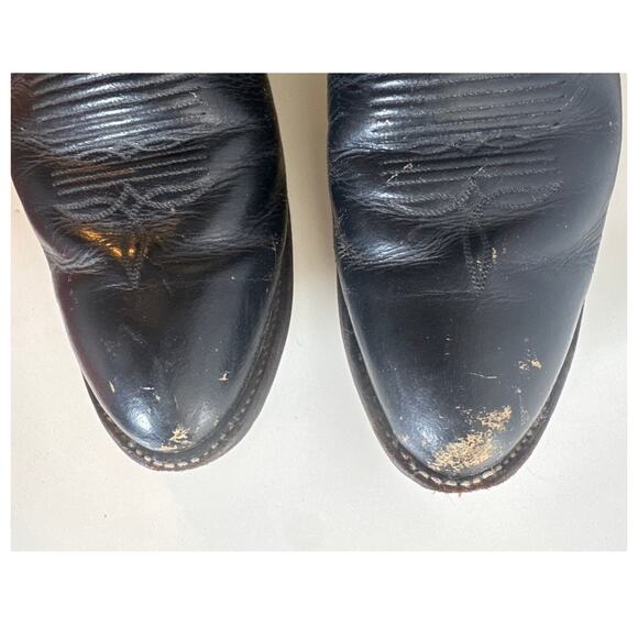 Vintage Tony Lama Black Label Cowboy Boots 9.5 D Style 3519 Western Embroidered main image 7
